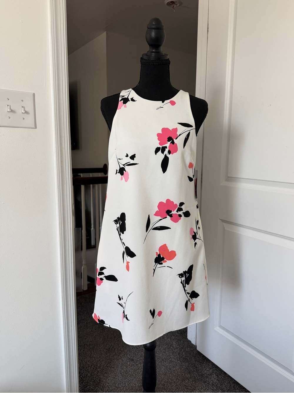 Lauren Ralph Lauren White Dress with Pink & Black Floral Print